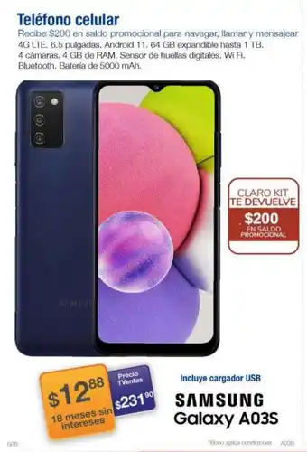 TVentas Samsung Galaxy A03S Teléfono Cecular oferta