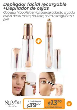 TVentas Nuyou depilador facial recargable +depilador de cejas oferta
