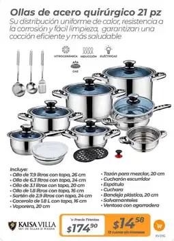TVentas Kaisa villa ollas de acero quirúrgico oferta