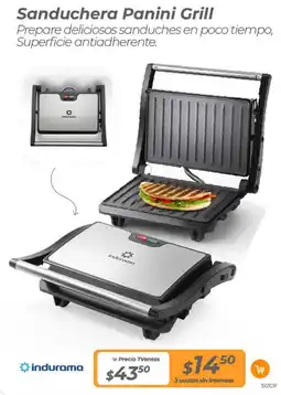 TVentas Indurama sanduchera panini grill oferta