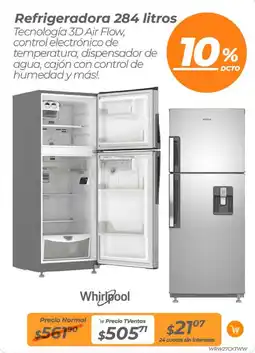 TVentas Whirlpool refrigeradora 284 litros oferta