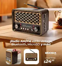 TVentas Ebasix ¡radio am/fm estilo vintage, bluetooth, microsd y más! oferta