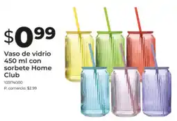 Tia Home club vaso de vidrio con sorbete oferta