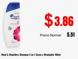Supermaxi Head & shoulders shampoo 2 en 1 suave y manejable oferta