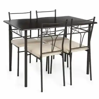 Tia Juego de comedor con 4 sillas Homeclub Negro oferta