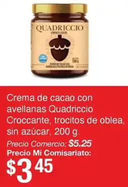 Mi Comisariato Quadriccio croccante crema de cacao con avellanas , trocitos de oblea, sin azúcar oferta