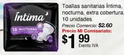 Mi Comisariato Íntima toallas sanitarias, nocturna, extra cobertura, oferta