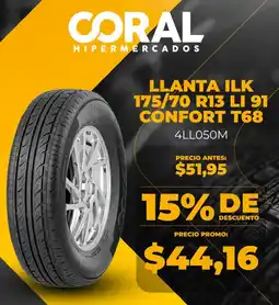 Coral Hipermercados Coral hipermercados llanta ilk 175/70 r13 li 91 confort t68 oferta