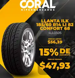 Coral Hipermercados Coral hipermercados llanta ilk 185/60 r14 li 82 confort 68 oferta
