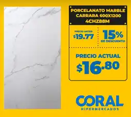 Coral Hipermercados Porcelanato marble carrara oferta