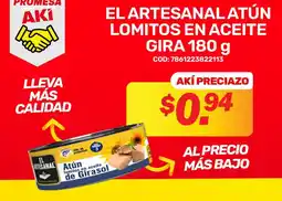 Akí El artesanal atún lomitos en aceite gira oferta