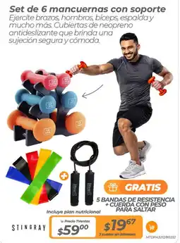 TVentas Stingray set de 6 mancuernas con soporte oferta