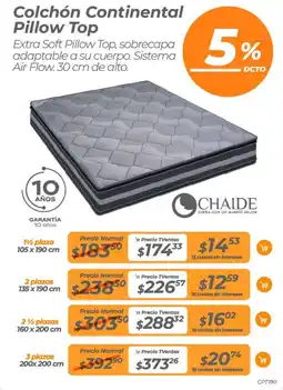 TVentas Chaide colchón continental pillow top oferta
