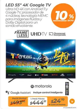 TVentas Motorola led 55" oferta