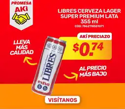 Akí Libres cerveza lager super premium oferta