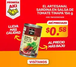 Akí El Artesanal sardina en salsa de tomate tinapa oferta