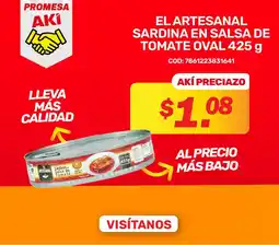 Akí El Artesanal sardina en salsa de tomate oval oferta