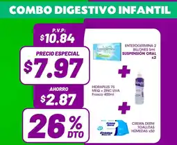 Farmacias SanaSana Enterogermina 2 billones suspensión oral + hidraplus 75 meq + zinc uva frasco oferta