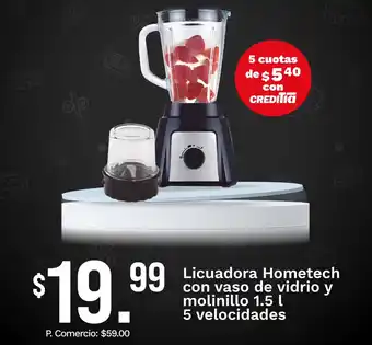Hometech licuadora con vaso de vidrio y molinillo