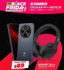 Novicompu ENV Note 16 celular + Helmet Pro wireless headset oferta