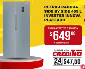 Innova plateado refrigeradora side by side inverter