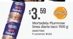Tia Plumrose mortadela línea diaria taco oferta
