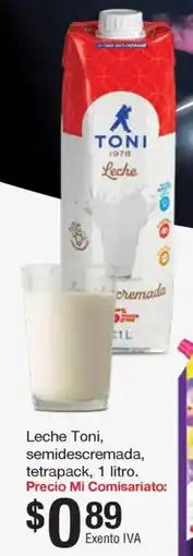 Mi Comisariato Toni leche semidescremada, tetrapack oferta