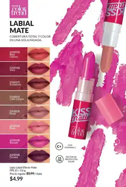 AVON Lápiz labial efecto mate FPS 15 oferta