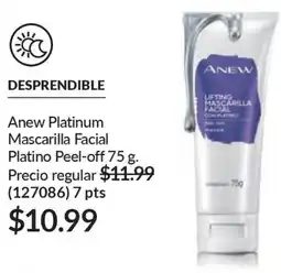 AVON Anew platinum mascarilla facial platino peel-off oferta