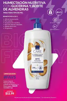 AVON Avon crema corporal nutrición glicerina y aceite de almendras oferta