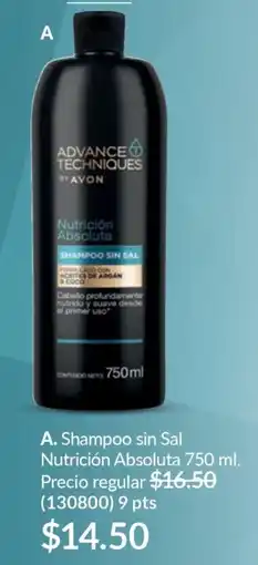 AVON Avon advance techniques shampoo sin sal nutrición absoluta oferta
