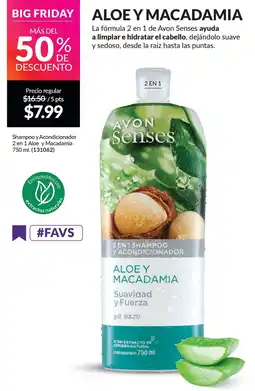 AVON Avon senses shampoo y acondicionador 2 en 1 aloe y macadamia oferta