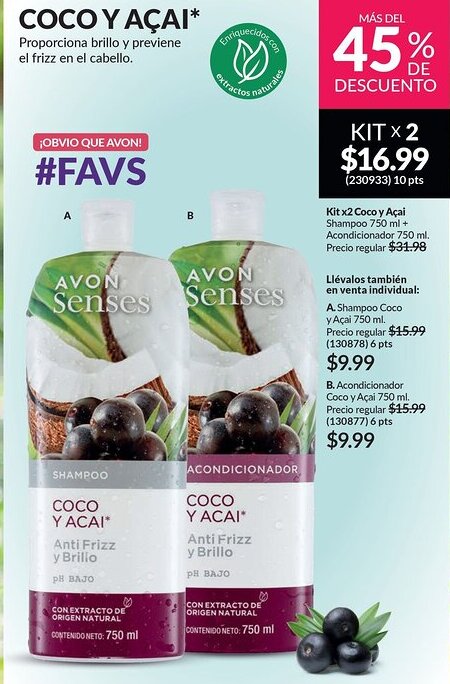 AVON Coco y açai shampoo oferta