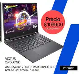 Novicompu Hp victus laptop 15-fb3019la oferta