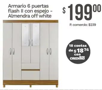 Tia Armario flash ii con espejo - almendra off white oferta