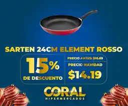 Coral Hipermercados Sarten 24 cm element rosso oferta