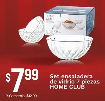 Home club set ensaladera de vidrio