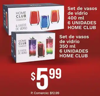 Home club set de vasos de vidrio