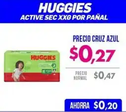 Farmacias Cruz Azul Huggies active sec xxg por pañal oferta