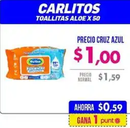 Farmacias Cruz Azul Carlitos toallitas aloe oferta