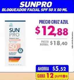 Farmacias Cruz Azul Sunpro bloqueador facial spf 50 oferta