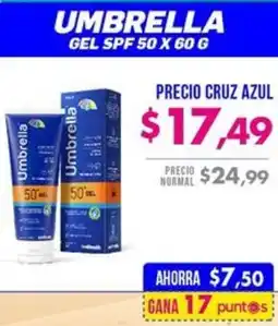 Farmacias Cruz Azul Umbrella gel spf 50 oferta