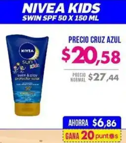Farmacias Cruz Azul Nivea kids swin spf 50 oferta