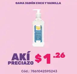 Akí Gama jabón coco y vainilla oferta