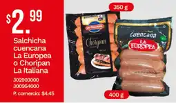 Tia La Europea salsicha cuencana o La Italiana choripan oferta