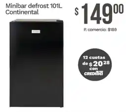 Tia Continental minibar defrost 101 L oferta