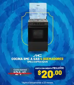 Orve Hogar SMC cocina a gas 4 quemadores oferta