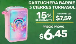 Coral Hipermercados Cartuchera barbie 3 cierres tornasol oferta