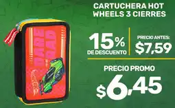 Coral Hipermercados Cartuchera hot wheels 3 cierres oferta
