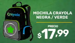 Coral Hipermercados Mochila crayola negra / verde oferta